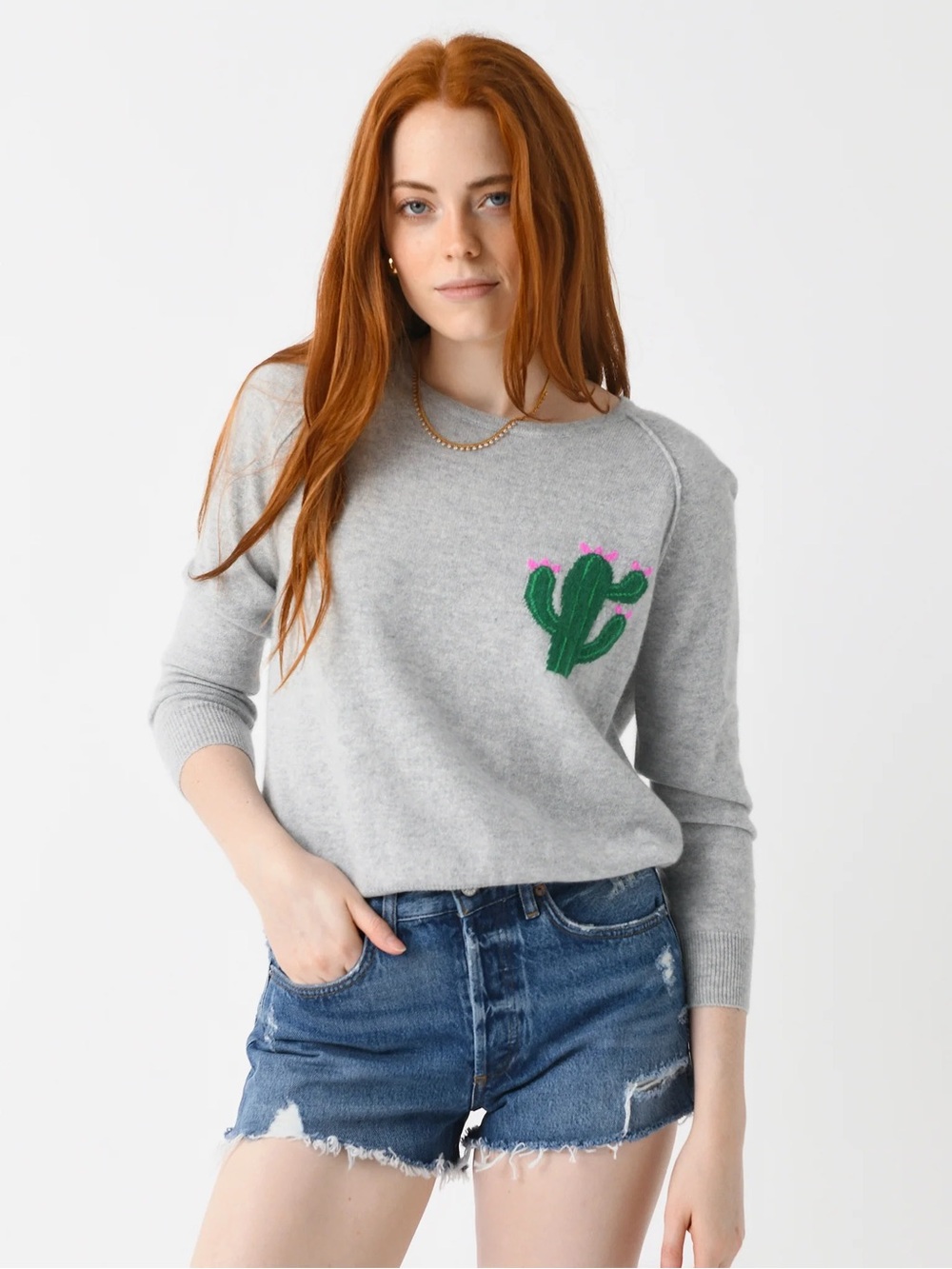 Jumper 1234 Women's Little Cactus Crew Cashmere Sweater - size 3
